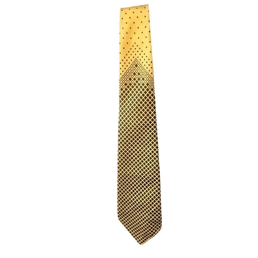 50s Carnavale de Venise Italy Silk Tie Black Diamond Pattern on Vanilla 2.25x51